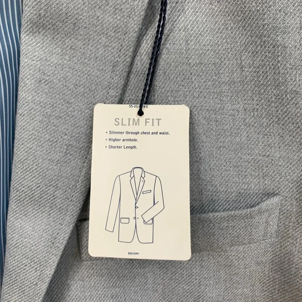 Stafford Blazer Mens 40 Slim Fit Gray Textured Sport Coat Single Breasted NWT